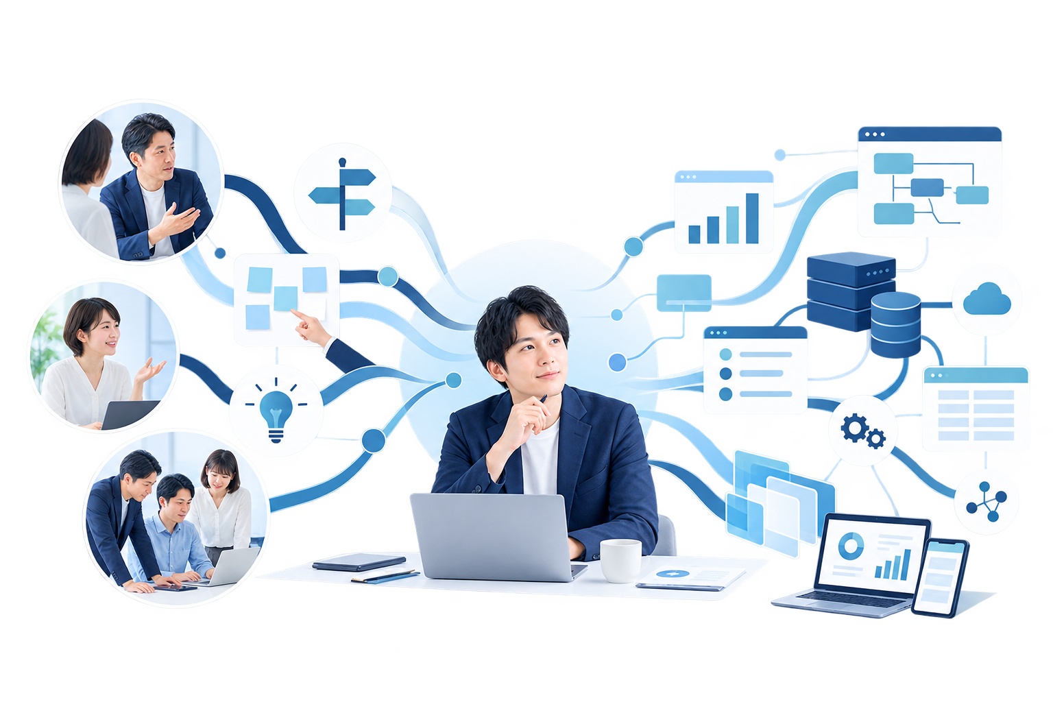 人、AI、システムの役割を整理した図
