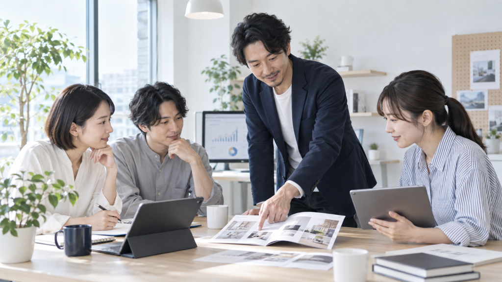 AYlabは何をしている会社?システム・Web・クリエイティブを組み合わせる理由を説明するために生成した、明るい架空の写真風画像