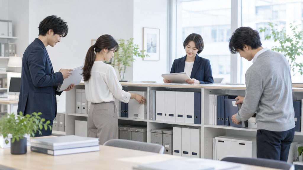 IT会社への依頼が属人化するのが不安。AYlabが顧客情報を社内ナレッジで管理する理由を説明するために生成した、明るい架空の写真風画像