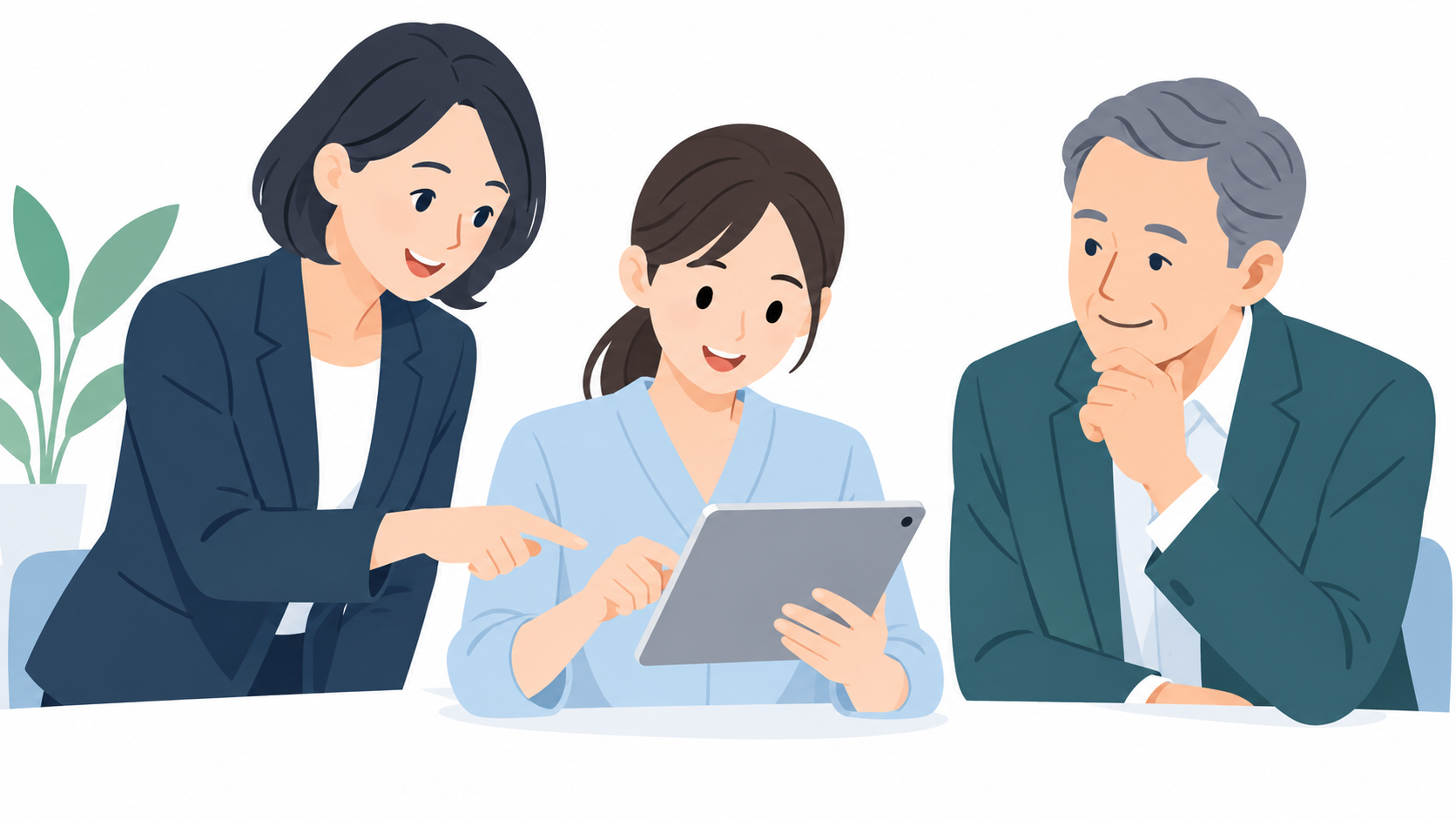操作する社員と確認する管理者が、一緒に使い方を確認する。