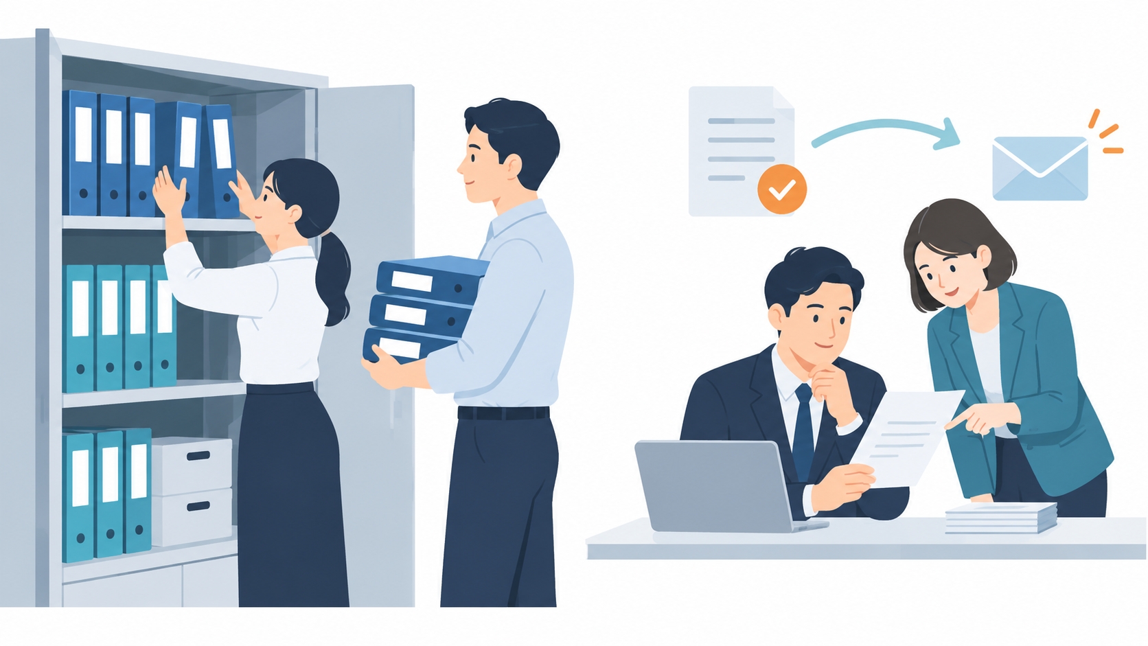 参照資料を共有し、AIの回答を担当者が確認する。