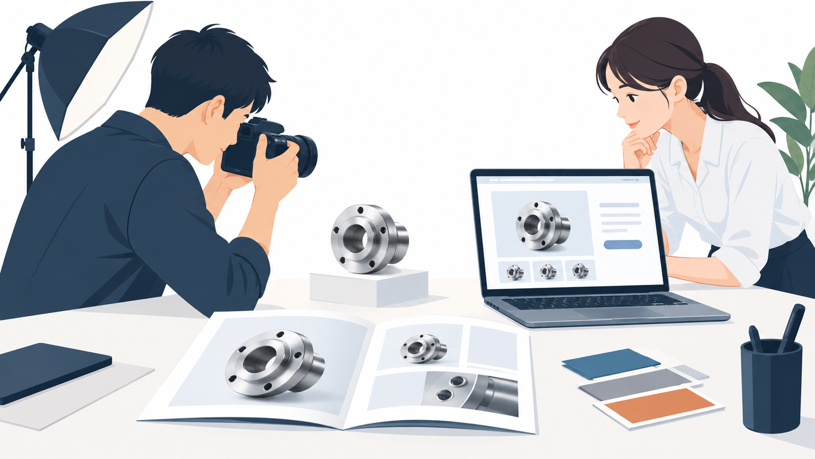 サイト、営業資料、写真で商品の説明をそろえる。